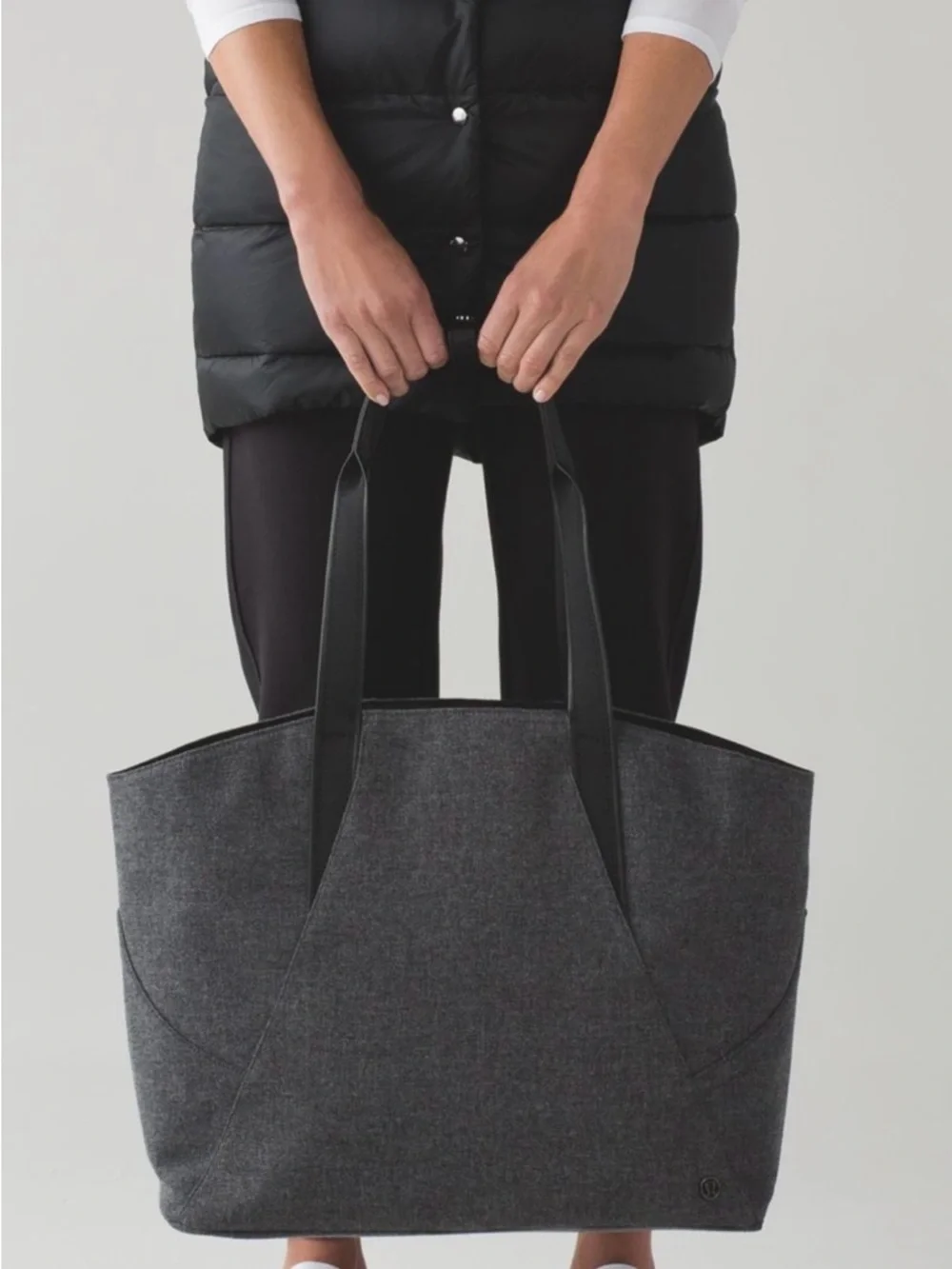 Lululemon All Day Tote Bag Heathered Dark Grey Black Large Shoulder Gym Bag OS